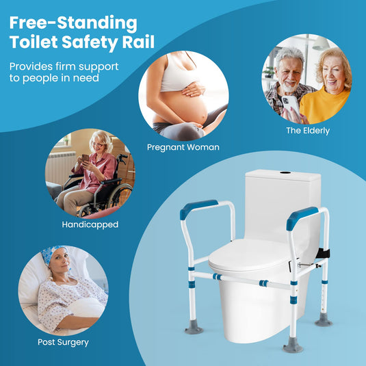 Goplus Toilet Safety Rails, Heavy Duty Toilet Safety Frames & Rails with Handles for Elderly, Handicap and Disabled
