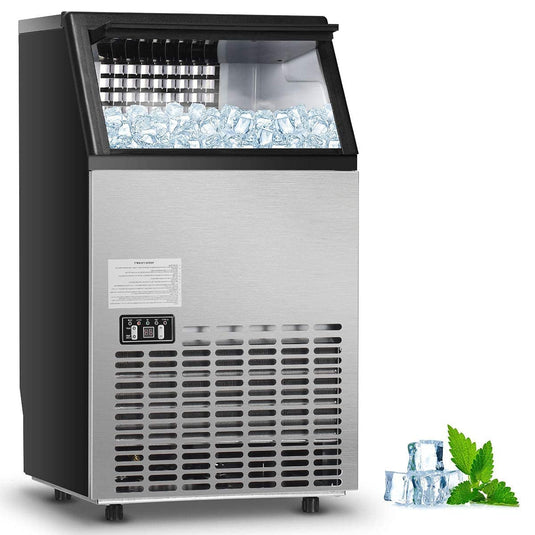 Commercial Home Ice Maker Machine, Built-in Stainless Steel Electric Ice Cube Maker, 33lbs Storage Capacity & Ice Shovel