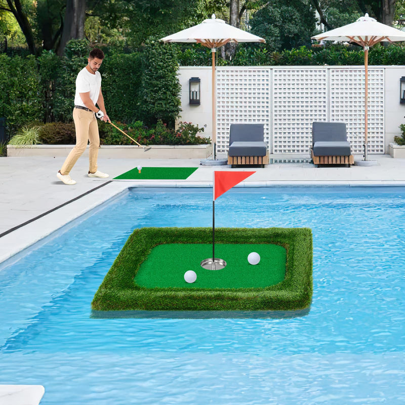 Load image into Gallery viewer, Goplus Floating Golf Green for Pool, Chipping Green Mat w/Hitting Mat, Golf Balls, Rectangle, 37.5&quot; x 25.5&quot;
