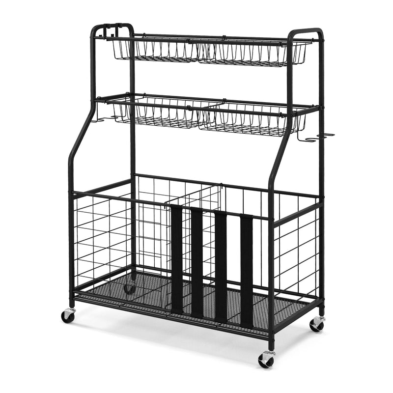 Load image into Gallery viewer, Goplus Sports Equipment Organizer for Garage, Ball Storage Rack w/Wheels
