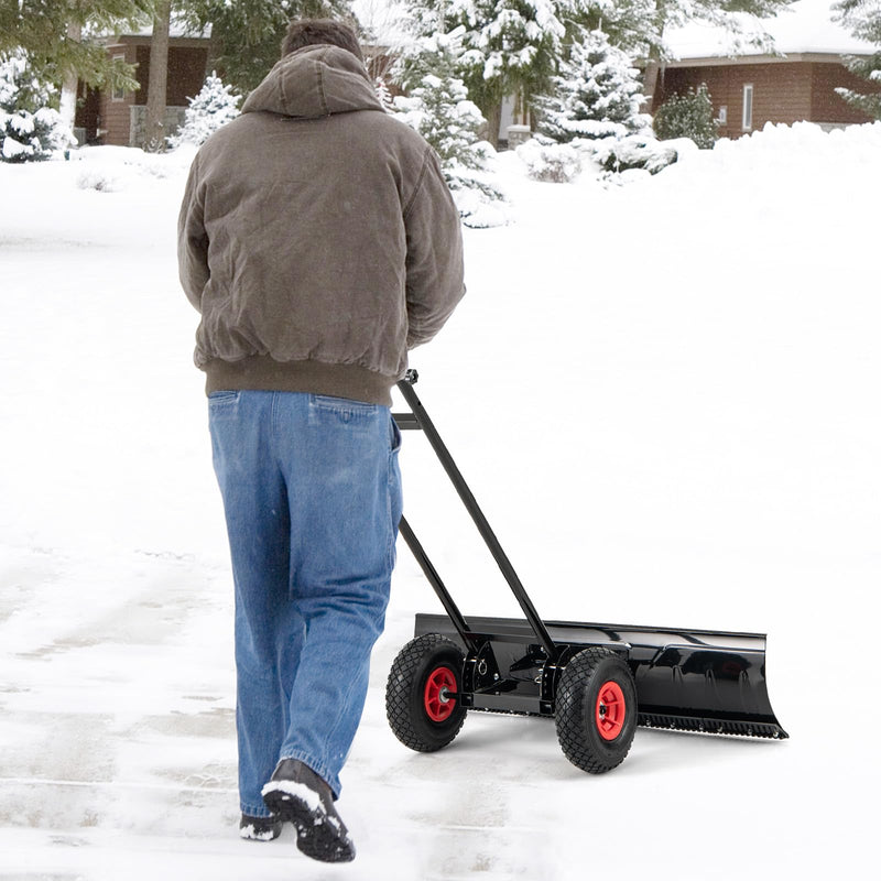 Load image into Gallery viewer, Goplus 36” Wide Snow Shovel for Driveway, Heavy-Duty Metal Snow Plow w/ 7-Position Angled Blade
