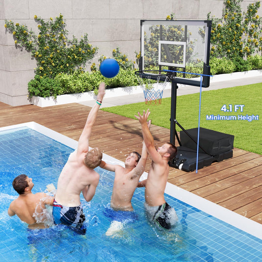 Goplus Basketball Hoop Outdoor, 4.1-10 FT Height Adjustable Basketball Goal System with 45 Inch Shatterproof PC Backboard