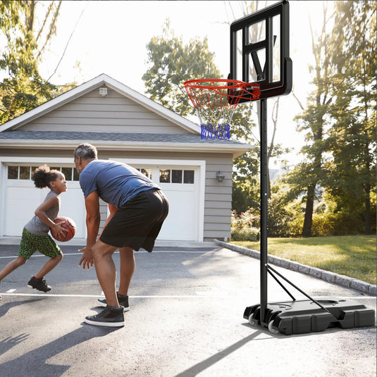 Goplus Portable Basketball Hoop, 10FT Height Adjustable Basketball Goal w/44‘’ Shatterproof Backboard