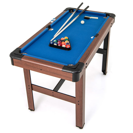 Goplus 48” Pool Table, Wooden Billiards Table w/ 2 Cue Sticks, 16 Balls, 2 Chalks, Triangle, Brush