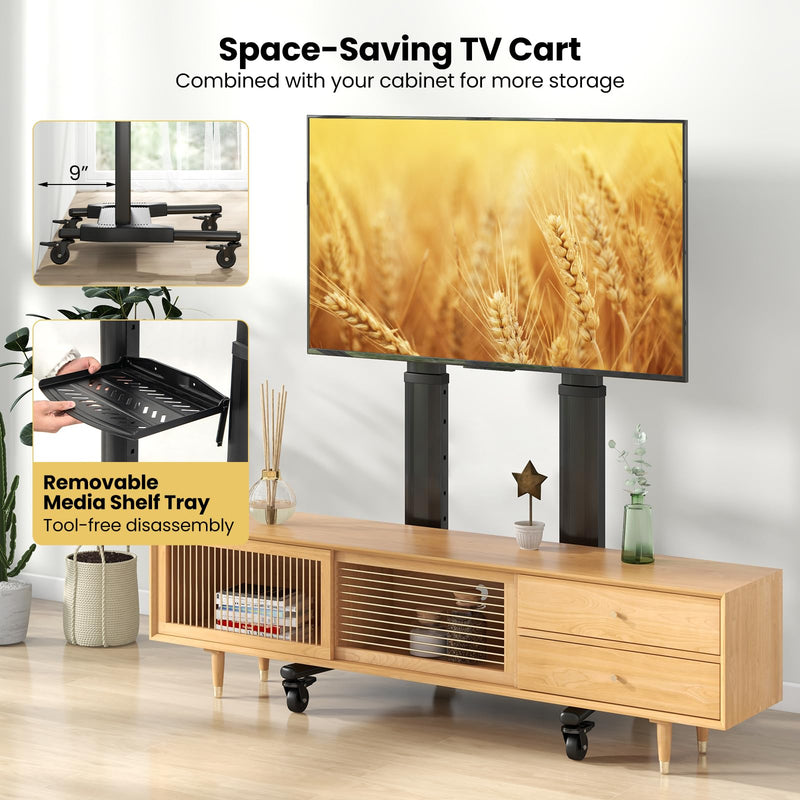 Load image into Gallery viewer, Goplus Rolling TV Stand for 32&quot;-85&quot; Flat Curved LED/LCD/OLED TVs up to 132 LBS, Mobile Floor TV Trolley Max VESA 400 x 700 mm
