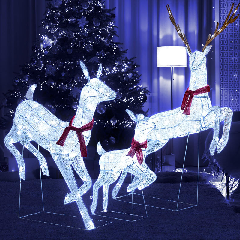 Load image into Gallery viewer, Goplus 3-Piece Large Lighted Christmas Reindeer Family, Light up Xmas Decorations w/255 LED Lights &amp; Scarves
