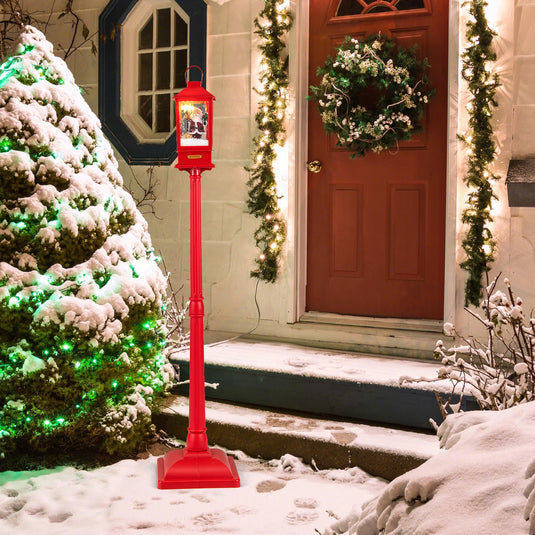 Goplus 61 Inch Christmas Street Lamp, Festive Musical Lamp Post w/Detachable Snow Globe Lantern