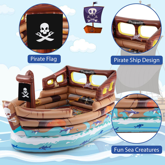 Goplus Inflatable Pirate Ship, Blow up Playscape with Built in Motor