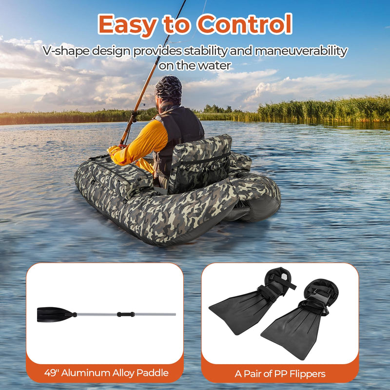 Load image into Gallery viewer, Goplus Inflatable Float Tube, Fishing Belly Boat with Fish Ruler, Pump, Storage Bag
