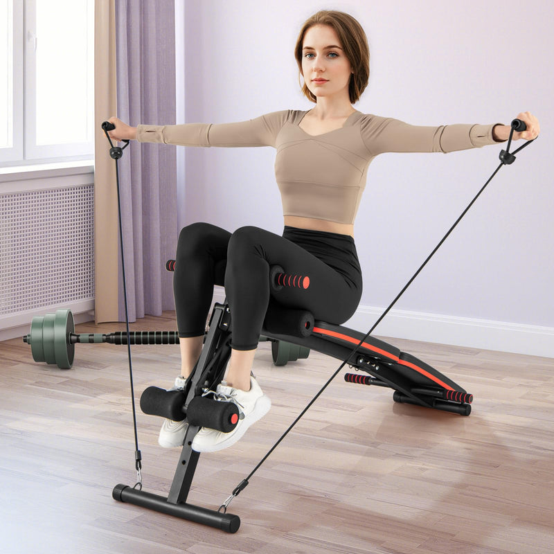 Load image into Gallery viewer, Goplus 7 in 1 Sit up Bench, Foldable Workout Bench w/4 Position Adjustable Height
