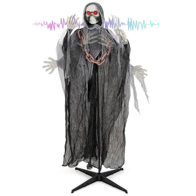 Load image into Gallery viewer, Goplus 6.4 FT Halloween Animatronic Standing Grim Reaper, Halloween Decoration with Chain
