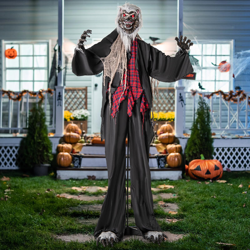 Load image into Gallery viewer, Goplus 8.2 Ft Halloween Animatronics, Sound-Activated Werewolf with Light-up Eyes &amp; Scary Sounds
