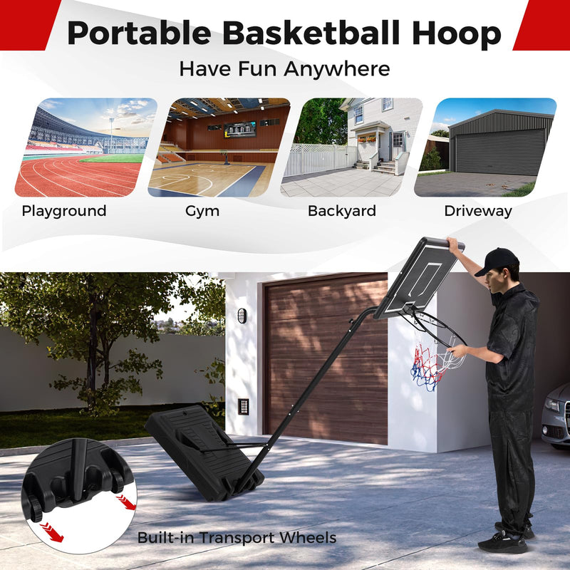 Load image into Gallery viewer, Goplus Portable Outdoor Basketball Hoop, 6.9-8.5 FT Adjustable Basketball Goal System w/Fillable Base
