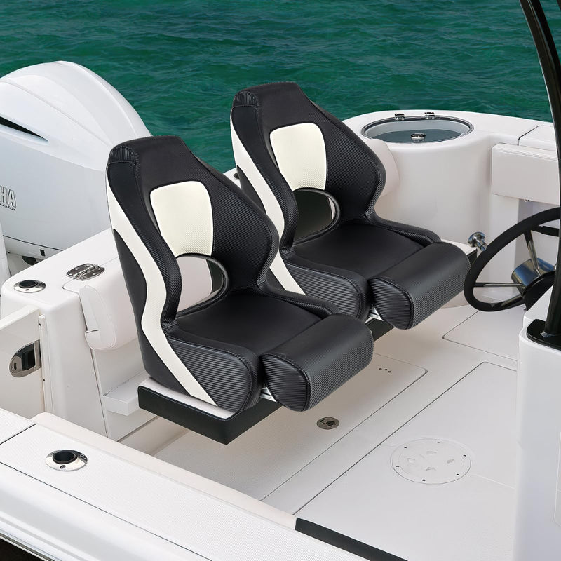 Load image into Gallery viewer, Goplus Sports Flip Up Boat Seat, Captain Bucket Seat w/Thick Sponge Bolster &amp; Waterproof PVC Leather Upholstery
