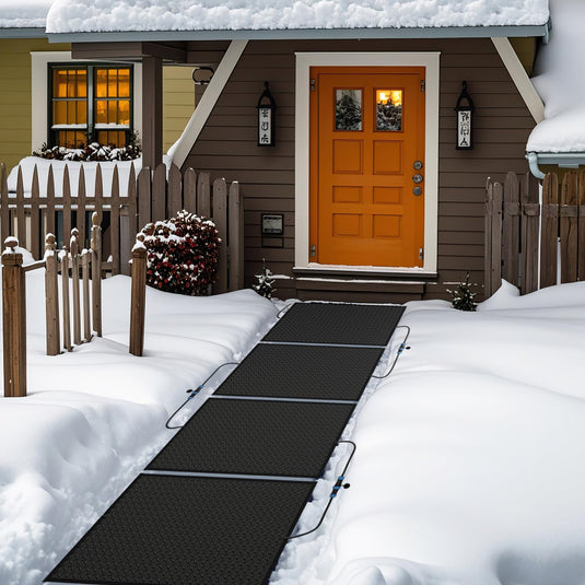 Goplus Heated Snow Melting Mat, Heated Outdoor Mat for Winter Snow Removal