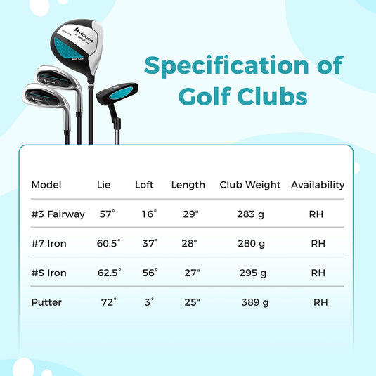 Goplus Junior Complete Golf Club Set for Kids, Right Hand Golf Clubs with Stand Bag, Rain Hood