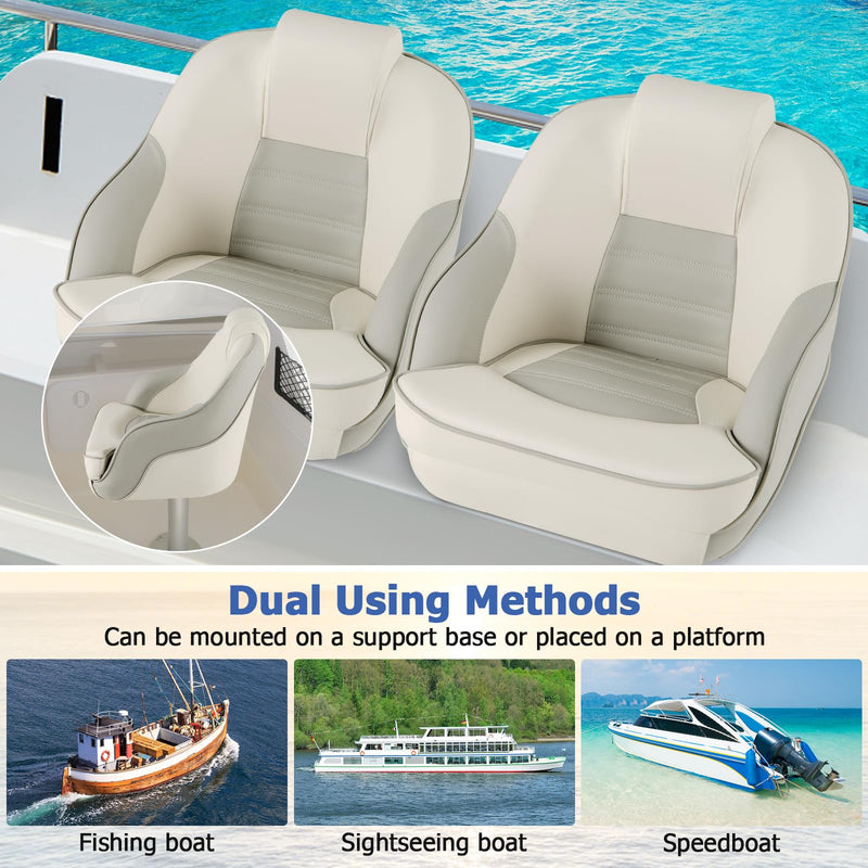 Load image into Gallery viewer, Goplus Captain Bucket Seat, Pontoon Boat Seats w/Waterproof PVC Leather &amp; Thick Sponge Padding
