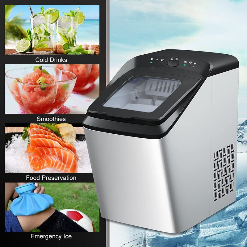 Load image into Gallery viewer, Stainless Steel Countertop Ice Maker, 33lbs/24 Hours Portable Ice Maker Machine
