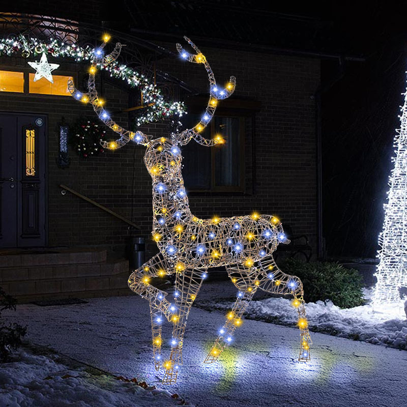 Load image into Gallery viewer, Goplus 4.6 FT Pre-Lit Christmas Reindeer, 3D Buck Decoration with 300 Bright LED Lights
