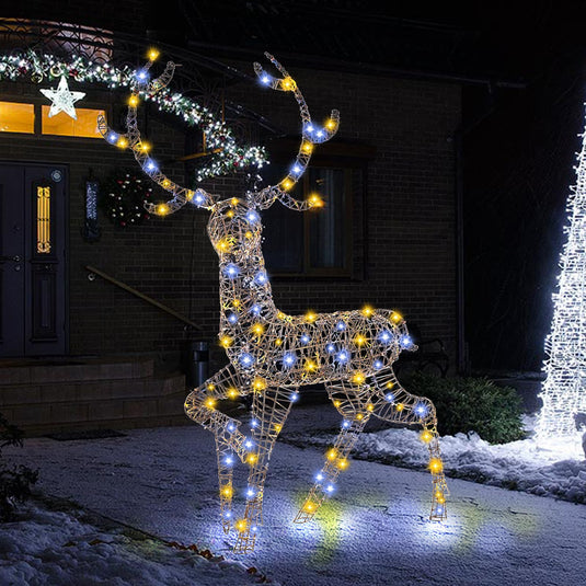 Goplus 4.6 FT Pre-Lit Christmas Reindeer, 3D Buck Decoration with 300 Bright LED Lights