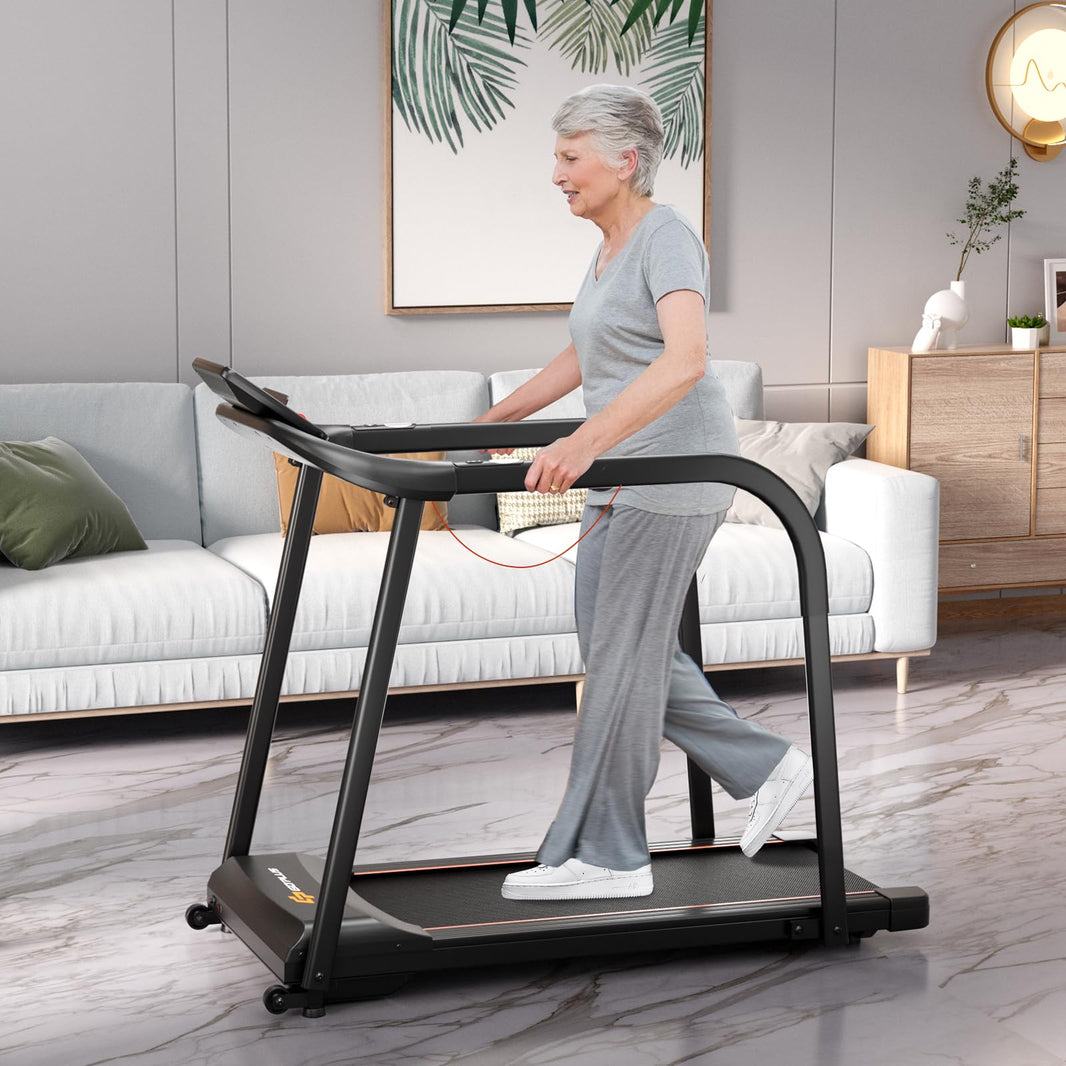 Walk Machine Goplus Walking Treadmill for Senior with Long Handrail, 300 lbs Capaci ...