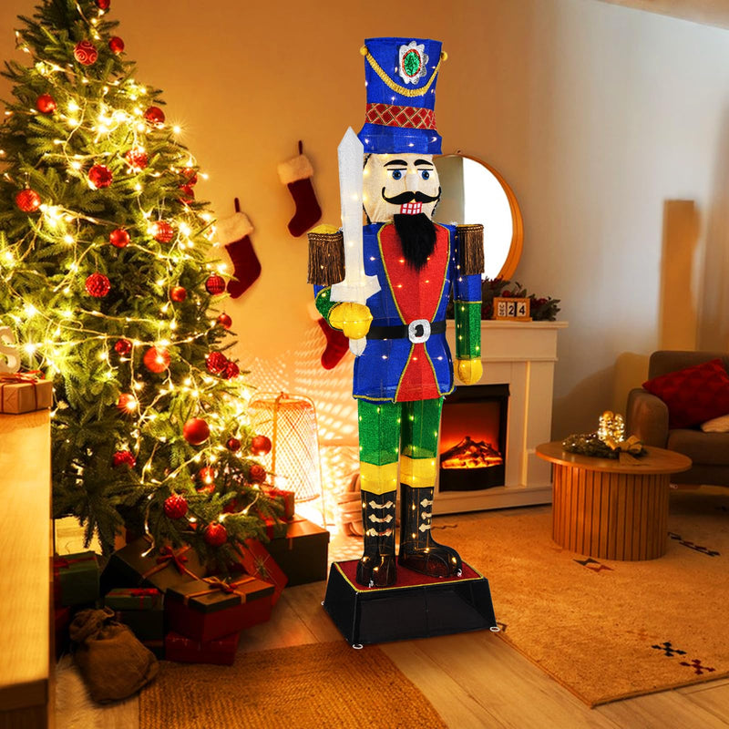 Load image into Gallery viewer, Goplus 6 FT Lighted Nutcracker with Sword, Life-Size Soldier Christmas Decoration with 110 LED Lights
