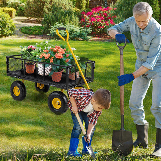 Goplus Utility Garden Wagon, Outdoor Platform Cart w/4 Removable Side Panels, 900 LBS Load Capacity (43” x 21” x 36”)