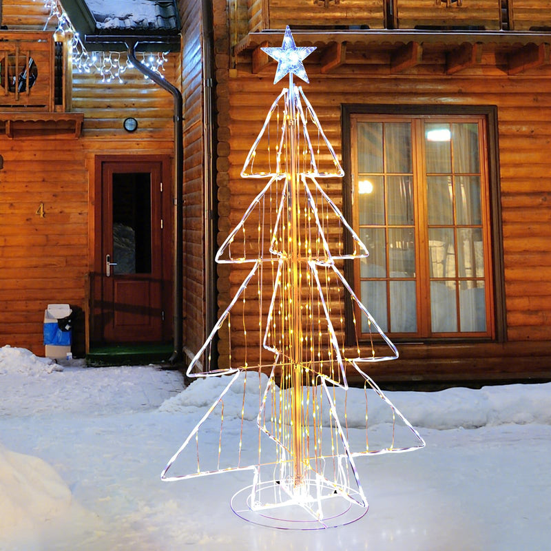 Load image into Gallery viewer, Goplus 5 FT LED Lighted Cone Tree, Indoor &amp; Outdoor Xmas Decoration with Star Topper &amp; Round Base
