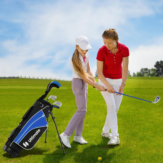 Goplus Junior Complete Golf Clubs Set for Kids, Right Hand Golf Clubs w/Stand Bag, Aged 11-13