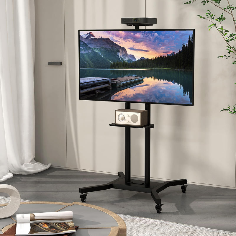 Load image into Gallery viewer, Goplus Rolling TV Stand for 32-70 Inch Flat/Curved TVs up to 110 lbs, Max VESA 600 X 400 mm
