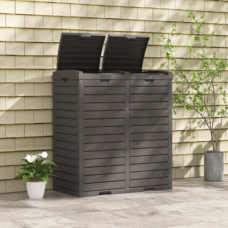 Load image into Gallery viewer, Goplus 62 Gallon Outdoor Trash Can, Waterproof Double Bucket Waste Bin w/Tiered Lid
