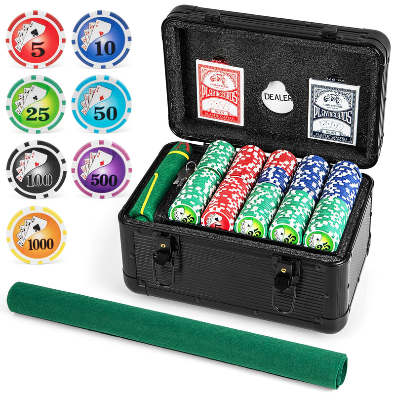 Load image into Gallery viewer, Goplus Poker Chip Set, Casino Poker Chips with 600 PCS Chips, 6 Decks Cards, Dealer Button
