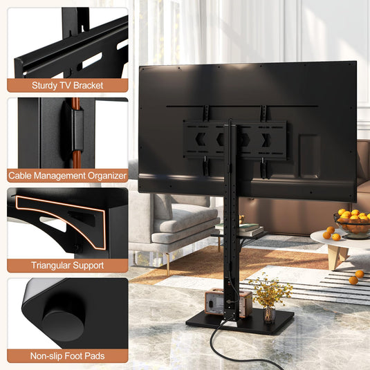 Goplus Floor TV Stand with Power Outlet, Universal TV Stand for 32-70 Inch TVs up to 110 lbs, Tilt & Height Adjustable