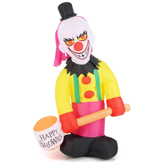 Goplus 8 Ft Halloween Inflatables, Giant Blow up Halloween Clown Decorations with Moving Head