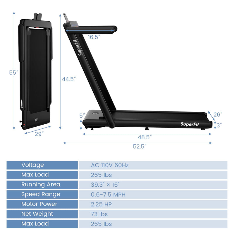 Load image into Gallery viewer, 2.5HP Superfit Folding Treadmill with Touch Panel Control - Goplus
