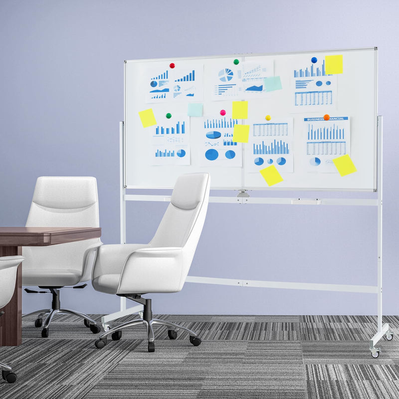 Load image into Gallery viewer, Goplus Rolling Whiteboard on Wheels, 70&quot; x 35&quot; Double-Sided Magnetic Whiteboard with Stand and Aluminum Alloy Frame
