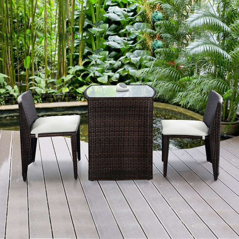 Load image into Gallery viewer, Wicker Bistro Set, Rattan Furniture Set 3 Piece Dining Table
