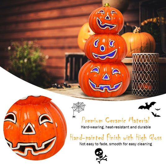 Halloween Ceramic Pumpkin Lamp - GoplusUS
