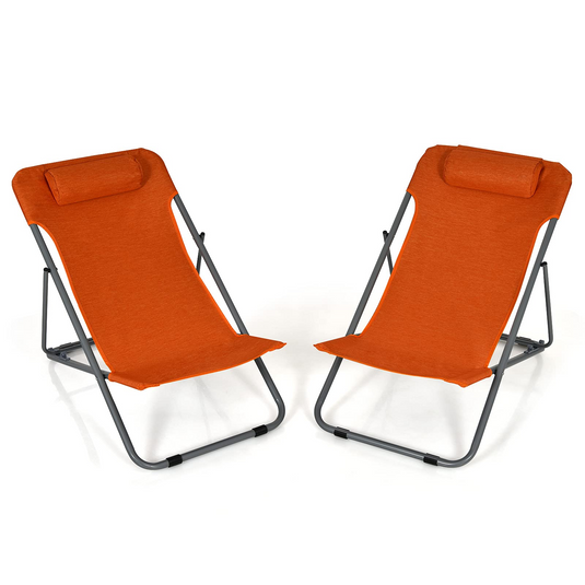 Goplus Beach Sling Chair for Adults 2 Pcs Portable Folding
