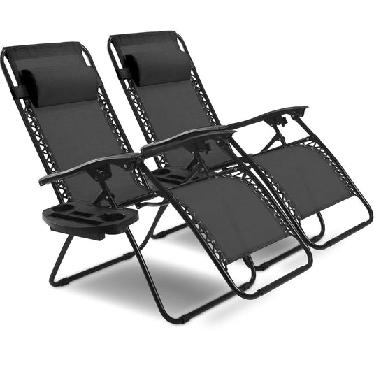 Goplus 2PC Zero Gravity Chairs Lounge Patio Folding Recliner - GoplusUS