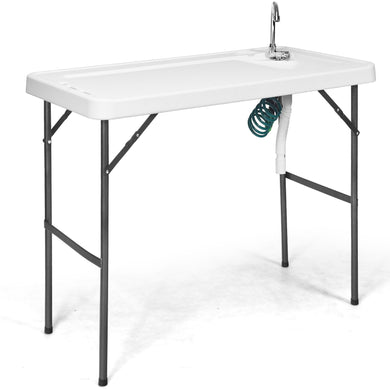 Folding Fish Table Fillet Hunting Cleaning Cutting Camping Sink Table - GoplusUS