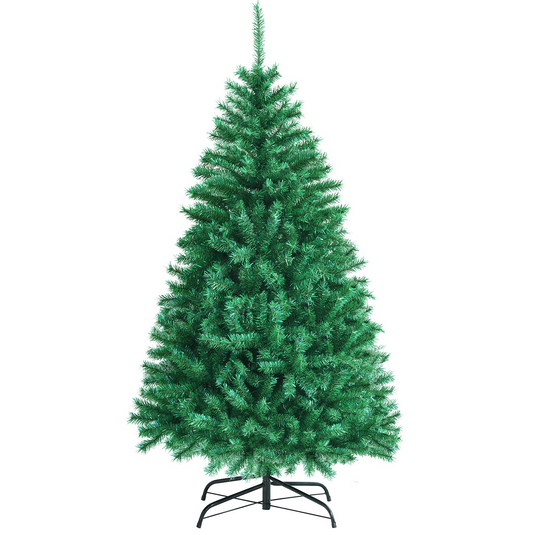Goplus Artificial Christmas Tree, Hinged Unlit Full Xmas Pine Tree, Quick Set-Up, for Indoor Home Office Holiday Decoration - GoplusUS