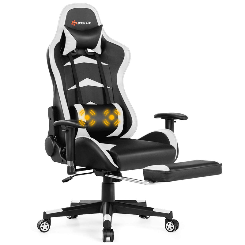 Load image into Gallery viewer, Massage Gaming Chair, Reclining Backrest, Handrails and Seat Height Adjustment - GoplusUS
