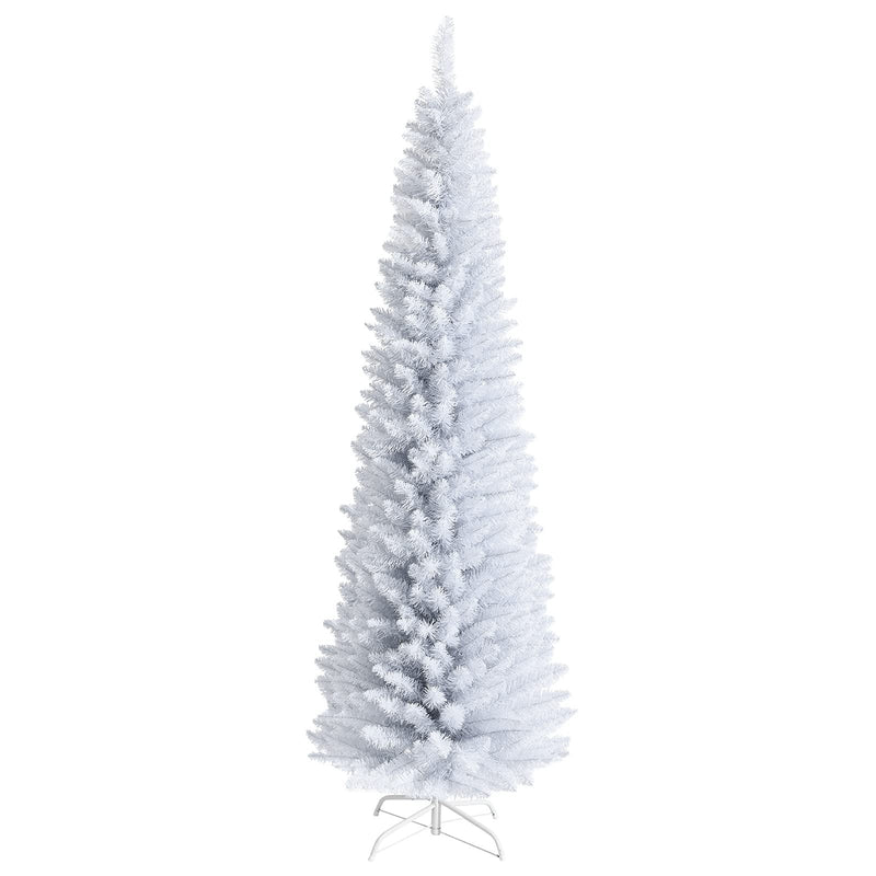 Load image into Gallery viewer, 5FT / 6FT / 7FT Pencil Christmas Tree, Artificial Slim White Christmas Tree - GoplusUS
