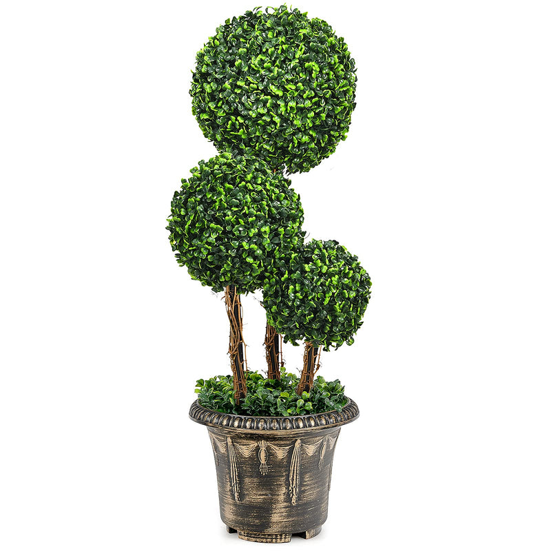 Load image into Gallery viewer, 2.5 Ft/3 Ft  Artificial Boxwood Topiary Tree, Fake Greenery Plants Triple Ball Tree - GoplusUS
