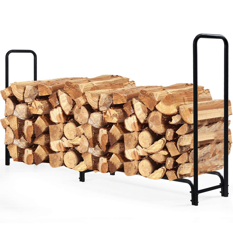 Load image into Gallery viewer, Goplus 8ft Firewood Log Rack, Outdoor Heavy-Duty Firewood Storage Holder w/Sturdy Steel Tubular Frame - GoplusUS
