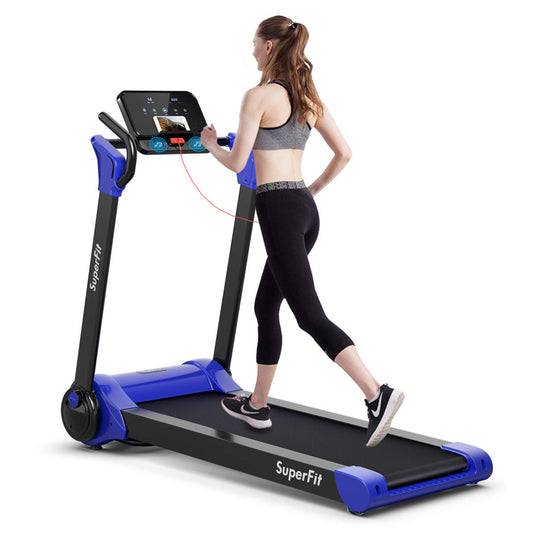 2.25HP Electric Folding Treadmill, Installation-Free Design with 8-Stage Damping System - GoplusUS