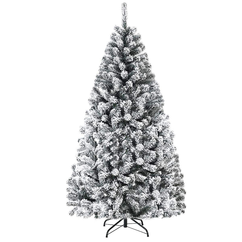 Load image into Gallery viewer, 6FT/9FT  Snow Flocked Christmas Tree, Hinged Pine Tree - GoplusUS

