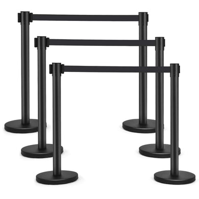 6Pcs Stanchions, Crowd Control Barriers with 6.5' Retractable Belt - GoplusUS