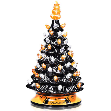 Hand-Painted Ceramic Tabletop Christmas Tree Forever Lighted Holiday Decorations - GoplusUS
